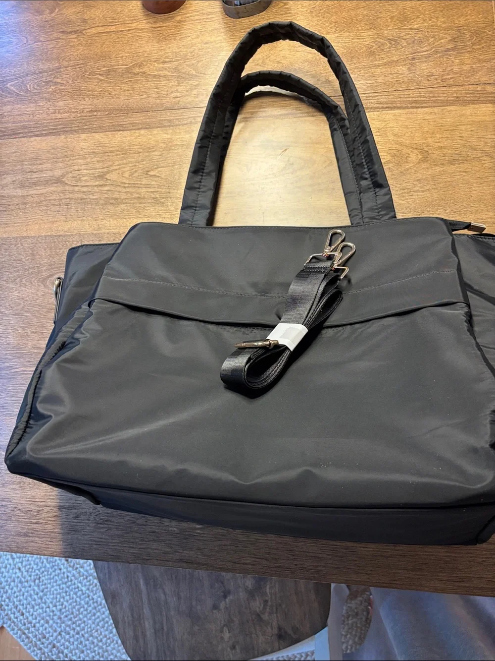 Stylish Black Baby Bag Tote with Removable Strap